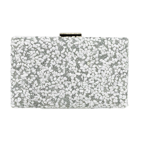 White Mother of Pearl Cluster Clutch Crossbody Bag. Look like the ultimate fashionista when carrying this Crossbody bag, great for when you need something small to carry or drop in your bag. This Cocktail bag switch up your style. Perfect Birthday Gift, Anniversary Gift, Mother's Day Gift.