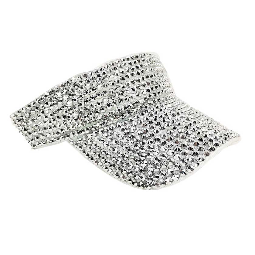 White Bling Studded Visor Hat, Keep your styles on even when you are relaxing at the pool or playing at the beach. Large, comfortable, and perfect for keeping the sun off of your face, neck, and shoulders. Perfect summer, beach accessory. Ideal for travelers who are on vacation or just spending some time in the great outdoors. Also suit for hip-hop dancing, rock, and punk styles.