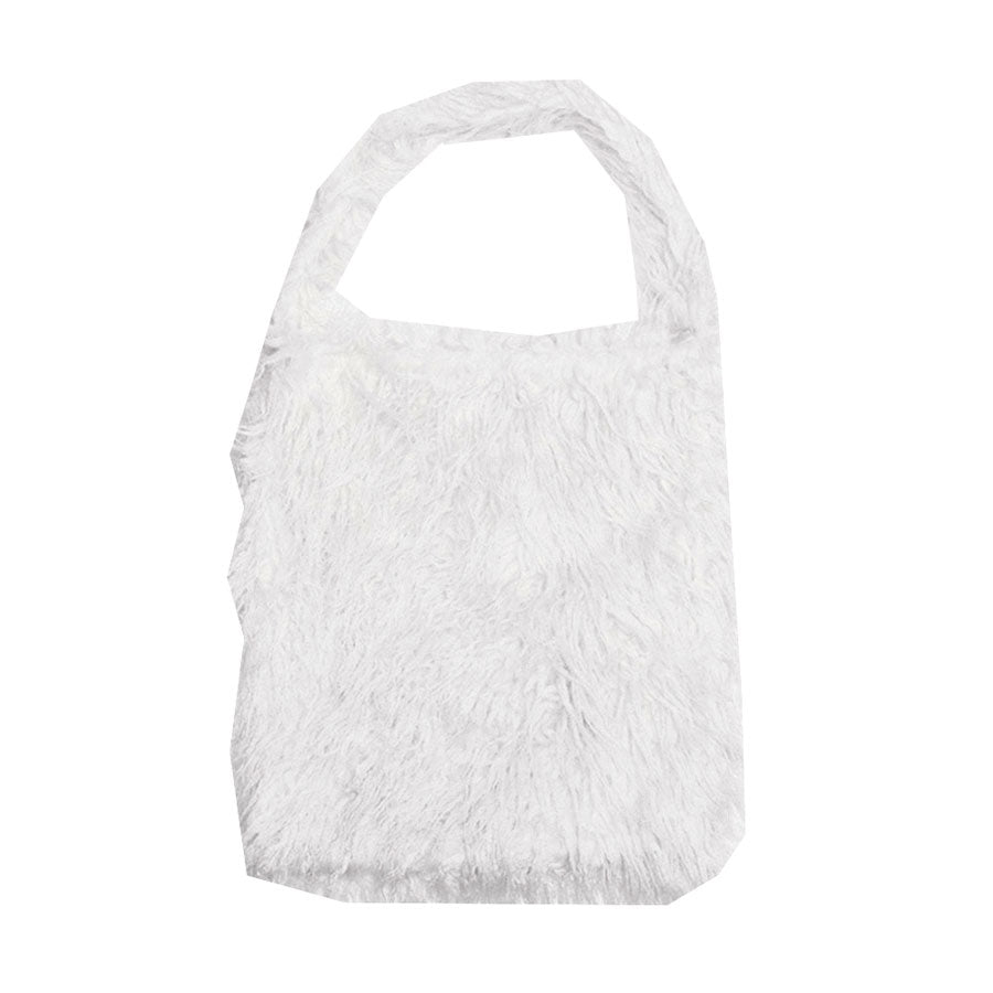 White Solid Color Faux Fur Fringe Shoulder Bag. Look like the ultimate fashionista carrying this small quilted bag! It will be your new favorite accessory. Easy to carry specially lightweight ideal for a night out on the town. Perfect Gift for Birthday, Holiday, Christmas, New Years, Anniversary, Valentine's day.