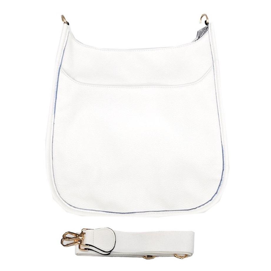 White Solid Colored Faux Leather Detailed Adjustable Crossbody Tote Handbag; Best Seller plenty of room to fit all your items. Comes with two inside slip pockets and one inside zipper pocket, can be worn as a crossbody bag. Perfect for work, Birthday Gift, Anniversary Gift, Daily Handbag, Thank you Gift, Everything Bag 