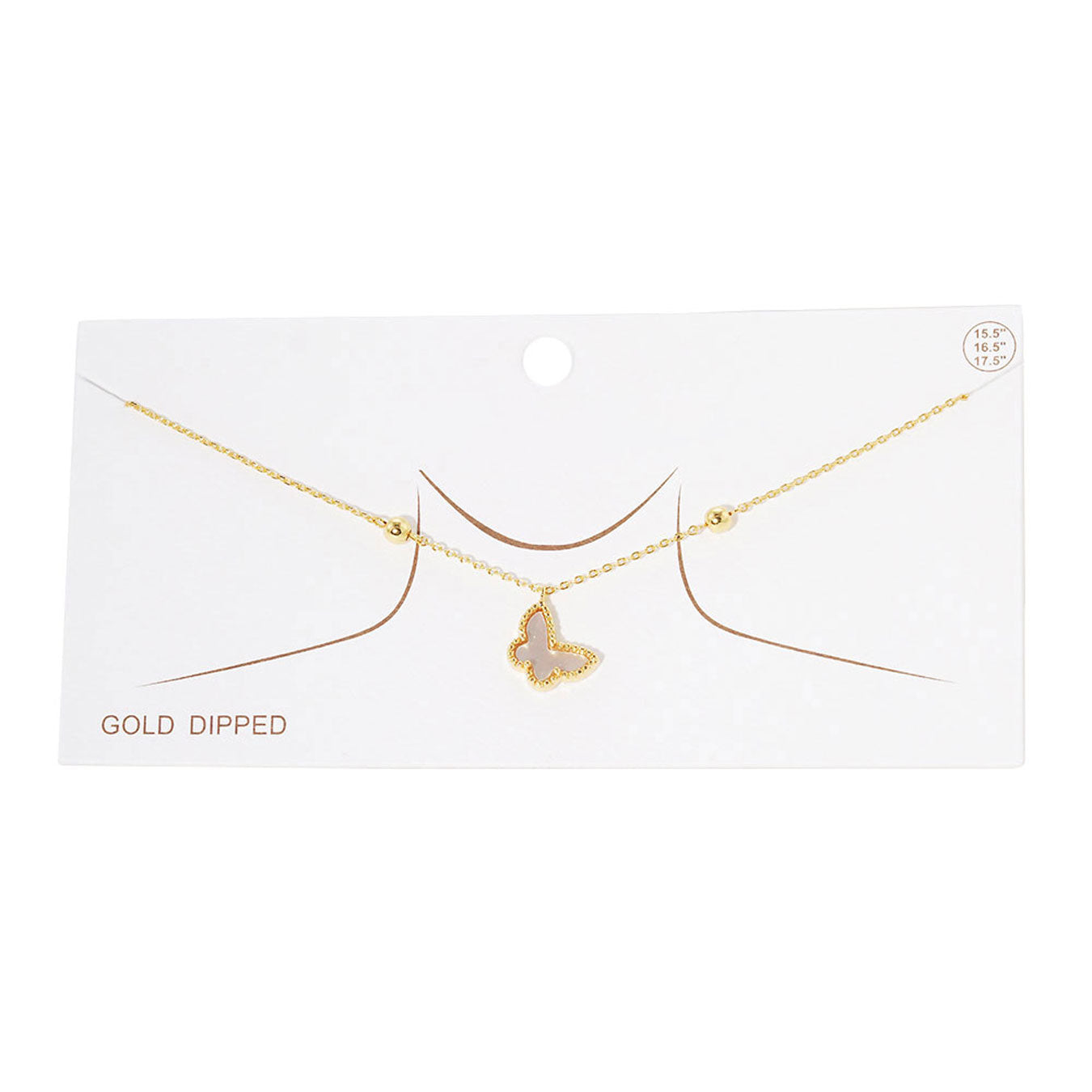 White Top Gold Dipped Enamel Butterfly Pendant Necklace. Get ready with these Pendant Necklace, put on a pop of color to complete your ensemble. Perfect for adding just the right amount of shimmer & shine and a touch of class to special events. Perfect Birthday Gift, Anniversary Gift, Mother's Day Gift or any special occasion.