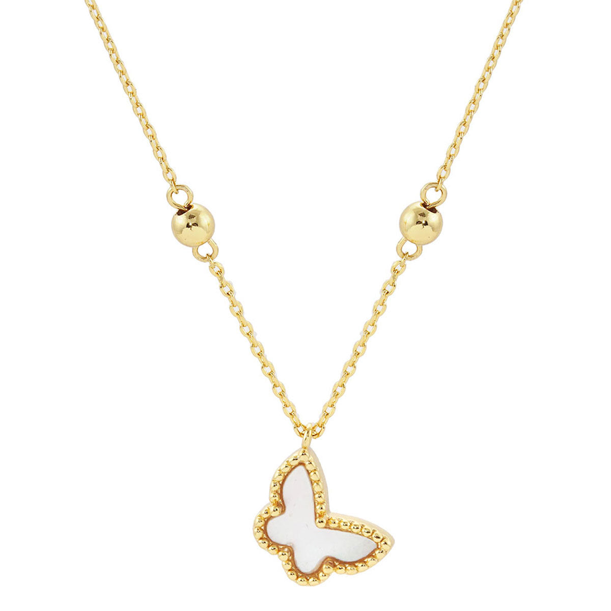White Top Gold Dipped Enamel Butterfly Pendant Necklace. Get ready with these Pendant Necklace, put on a pop of color to complete your ensemble. Perfect for adding just the right amount of shimmer & shine and a touch of class to special events. Perfect Birthday Gift, Anniversary Gift, Mother's Day Gift or any special occasion.
