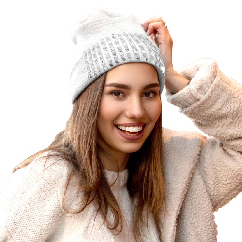 White Trellis Blinged Acrylic Beanie Hat, before running out the door into the cool air, you’ll want to reach for this toasty beanie to keep you incredibly warm. Accessorize the fun way with this beanie winter hat, it's the autumnal touch you need to finish your outfit in style. Awesome winter gift accessory! Perfect Gift for Birthdays, Christmas, Stocking stuffers, Secret Santa, holidays, anniversaries, Valentine's Day, etc. to your loved ones. Happy Winter!