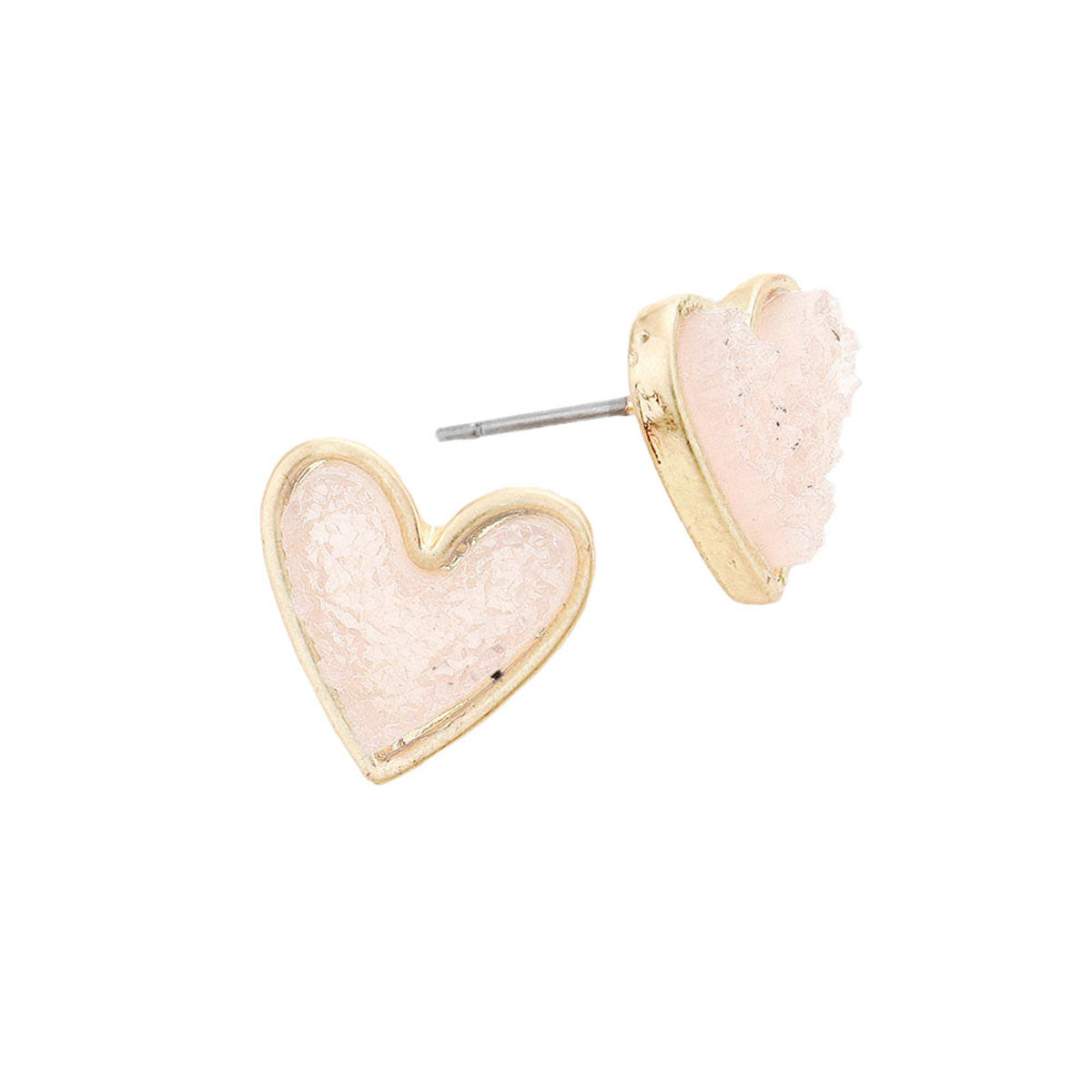 White Trendy Fashionable Druzy Heart Stud Earrings, put on a pop of color to complete your ensemble. Perfect for adding just the right amount of shimmer & shine and a touch of class to special events. Perfect Birthday Gift, Anniversary Gift, Mother's Day Gift, Graduation Gift.