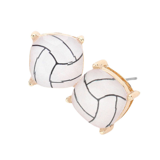White Volleyball Printed Square Stud Earrings, are beautifully designed with a Sports-theme that will make a glowing touch on everyone, especially those who love sports or Volleyball. Perfect jewelry gift to expand a woman's fashion wardrobe with a modern, on-trend style.
