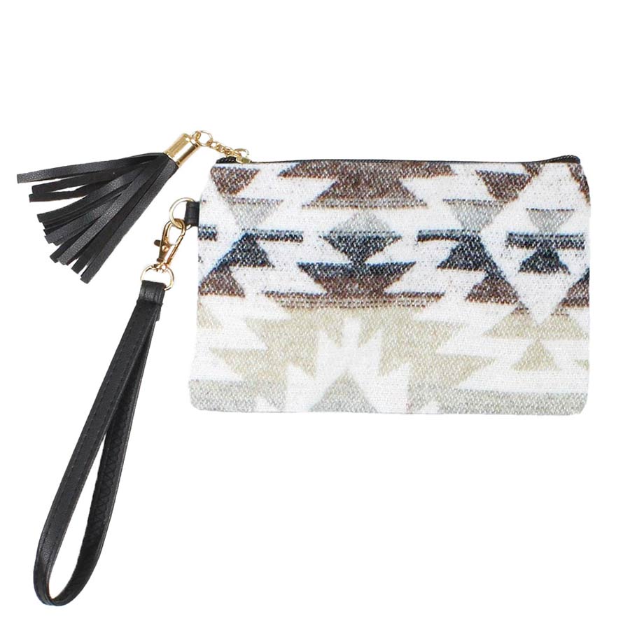 White Western Print Wristlet Pouch Bag, comes with detachable strap. It looks like the ultimate fashionista while carrying this trendy pouch bag! It will be your new favorite accessory to hold onto all your necessary and handy items. Easy to carry specially when you need hands-free and lightweight to run errands or a nigh tout on the town. Fits your phone, wallet, keys etc. A caring gift for ones you care.