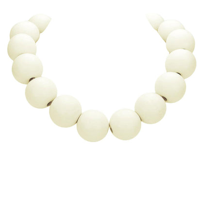White Wood Ball Necklace, delicately polished necklace will enhance your look, versatile enough for wearing straight through the week, perfectly lightweight for all-day wear, coordinate with any ensemble from business casual to everyday wear, the perfect addition to every outfit. Adds a touch of nature-inspired beauty to your look.  