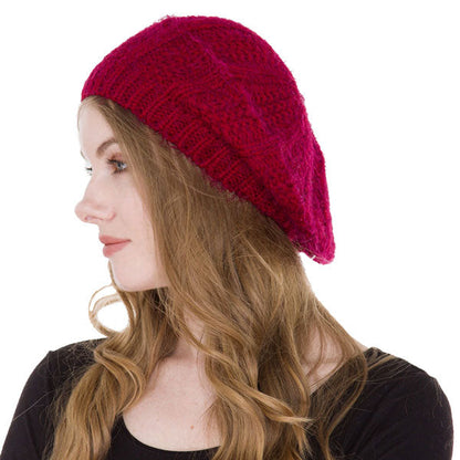 Wine Knitted Beret Hat, this Women Beret Hat is made with care and love from very soft and warm yarn. Wear it to lend a modern liveliness above a raincoat on trans-seasonal days in the city. Birthday Gift , Christmas Gift , Anniversary Gift, Regalo Navidad, Regalo Cumpleanos, Valentine's Day Gift.