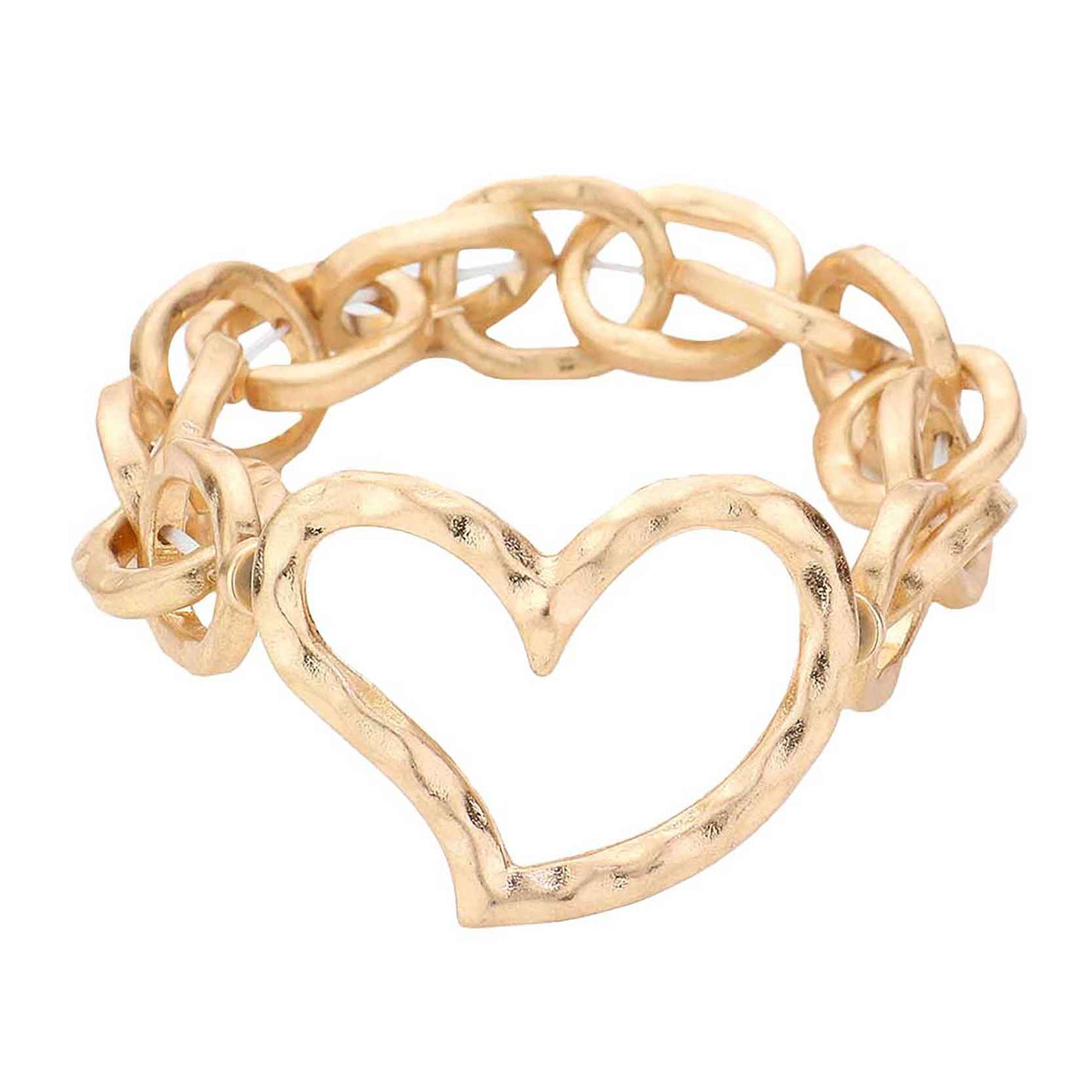 Worn Gold Hammered Open Metal Heart Stretch Bracelet, These Metal Heart bracelets are easy to put on, take off and so comfortable to for daily wear. Pair these with tee and jeans and you are good to go. It will be your new favorite go-to accessory. Perfect Birthday gift, friendship day, Mother's Day, Graduation Gift or any special occasion.