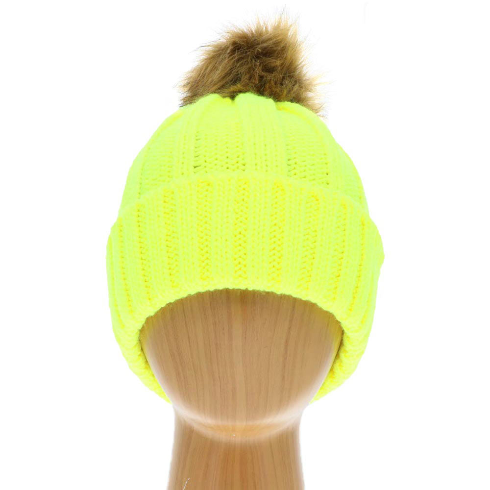 Yellow Chunky Knit Cuffed Pom Pom Single Layered Beanie Hat, Before running out the door into the cool air, you’ll want to reach for this pom pom beanie to keep you incredibly warm. Whenever you wear this beanie hat, you'll look like the ultimate fashionista. Accessorize the fun way with this Chunky Knit pom pom hat, it's the autumnal touch you need to finish your outfit in style.