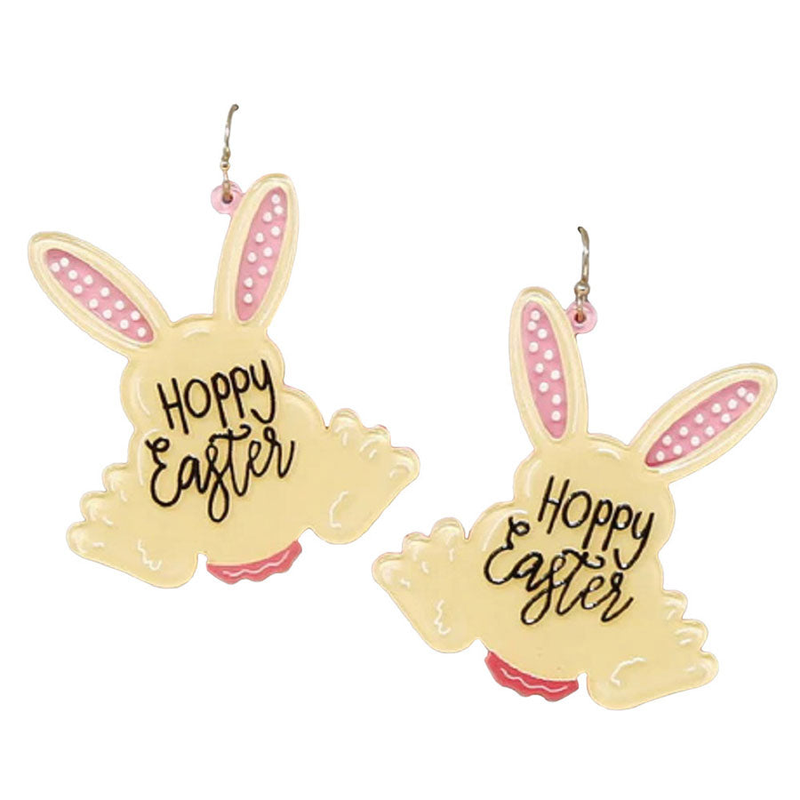 Yellow HOPPY EASTER Bunny Acrylic Drop Earrings, These are perfect for the festive season, embrace the Easter spirit with these Bunny links drop earrings, these sweet delicate gift earrings are sure to bring a smile to your face. Great gift idea for your Wife, Mom, or your loving one on Easter Sunday, and other festivals.