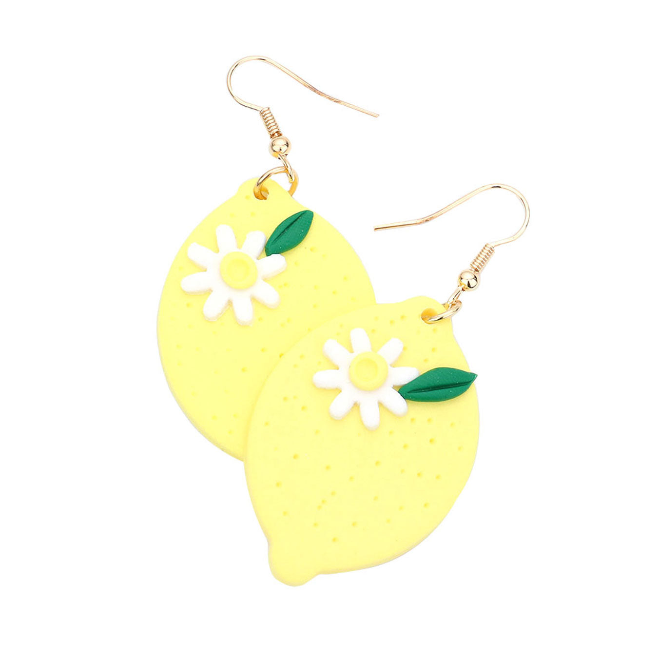 Yellow Lemon Polymer Clay Dangle Earrings. Gift someone or yourself these ultra-chic earrings, they will take your look up a notch, these fruits themed earrings versatile enough for wearing straight through the week, coordinate with any ensemble from business casual to everyday wear, the perfect addition to every outfit. Adds a touch of nature-inspired beauty to your look.