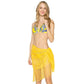 Yellow Mesh Fringe Sarong Scarf, Cute sarong coverups for women is made of breathable fabric. Finished with Mesh fringe for fun and sexy wear. Sarong is perfect sexy, classy shape so that it ties on the side. Perfect as a swimsuit cover up, beach skirt, scarf, shawl, quick drying beach blanket. This lovely tropical, beautiful and bold pareo beach sarong is perfect for so many occasions!