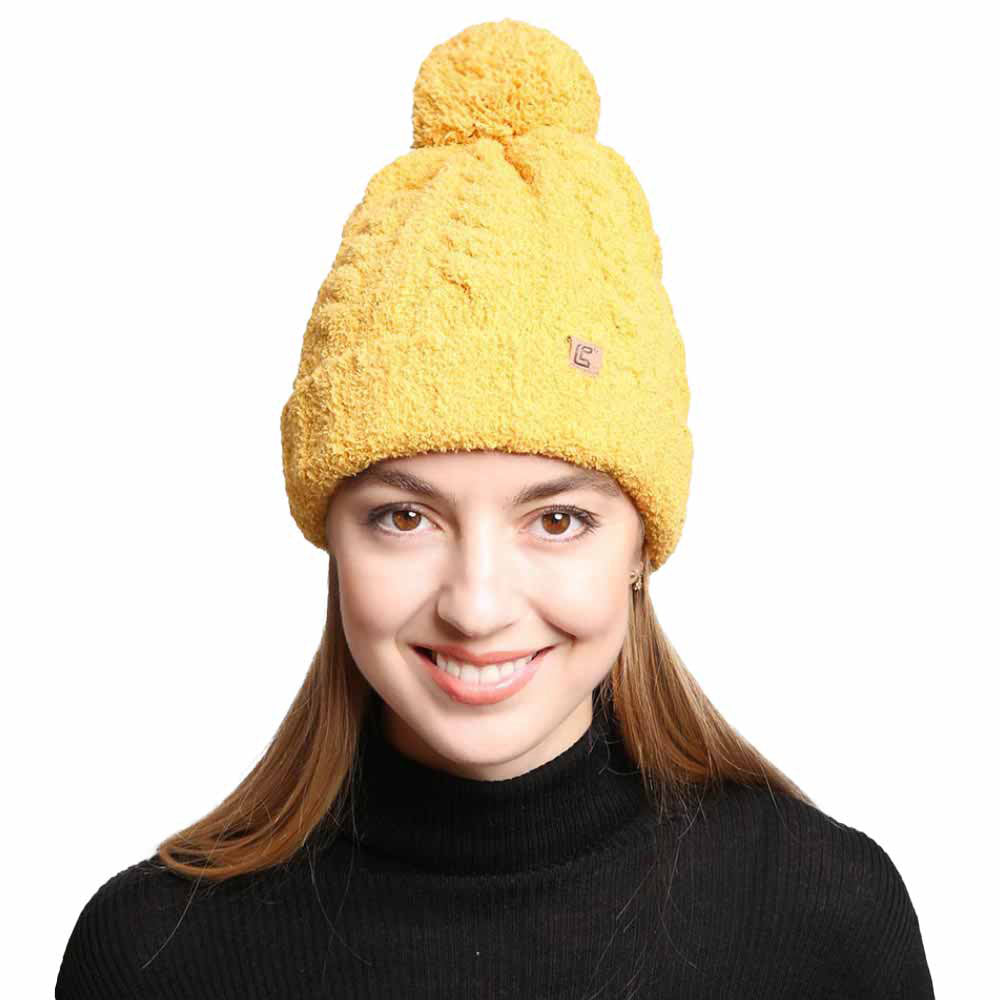 Yellow Solid Color Pom-Pom Beanie, Coordinate with any outfit before going out in the winter or cold days for perfect warmth and comfortability in perfect style. It keeps you warm, toasty, and totally unique everywhere. It's an awesome winter gift accessory for Birthdays, Christmas, Stocking stuffers, holidays, anniversaries, and Valentine's Day to friends, family, and loved ones. Happy winter!