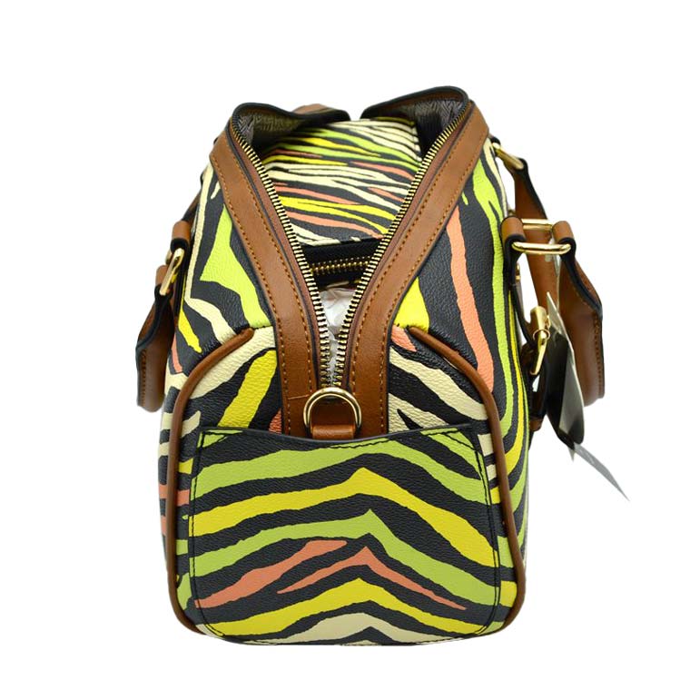 Yellow Trendy 2 In 1 Zebra Print Dome Satchel Bag Set, is beautifully designed with different colored zebra print that fits any outfit and enriches your look in a stylish way. The big compartment of the bag is more than enough for carrying your daily essentials comfortably. These faux leather bags come with a matching zipper wallet to keep keys, money, makeup, etc, handy things.