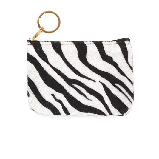 Zebra Faux Hair Coin Card Purse Keyring Detail Zebra Coin Card Pouch, look like the ultimate fashionista even when carrying a small pouch for your money or credit cards. Great for when you need something small to carry or drop in your bag. Perfect Gift for Birthday, Holiday, Christmas, New Years, Stocking Stuffer, etc