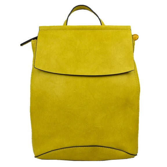 Mustard Vegan Backpack Best Seller - Modern Chic Vegan Long-lasting Faux Leather Backpack Convertible Bag, largely spaced, daily necessities can be put into this fashionable bag, take it to  school, work or a day trip, simple sophistication, dress to impress. Perfect Birthday Gift, Anniversary Gift, Thank you Gift, Vegan Convertible Backpack