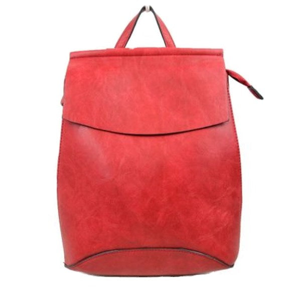 Red Vegan Backpack Best Seller - Modern Chic Vegan Long-lasting Faux Leather Backpack Convertible Bag, largely spaced, daily necessities can be put into this fashionable bag, take it to  school, work or a day trip, simple sophistication, dress to impress. Perfect Birthday Gift, Anniversary Gift, Thank you Gift, Vegan Convertible Backpack